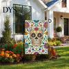 Durable Fabric Garden Flags Day of The Dead Flag, 12x18 Inch Floral Skull Decorative Yard Holiday Party Outdoor Banners Mexican Gothic Skeleton