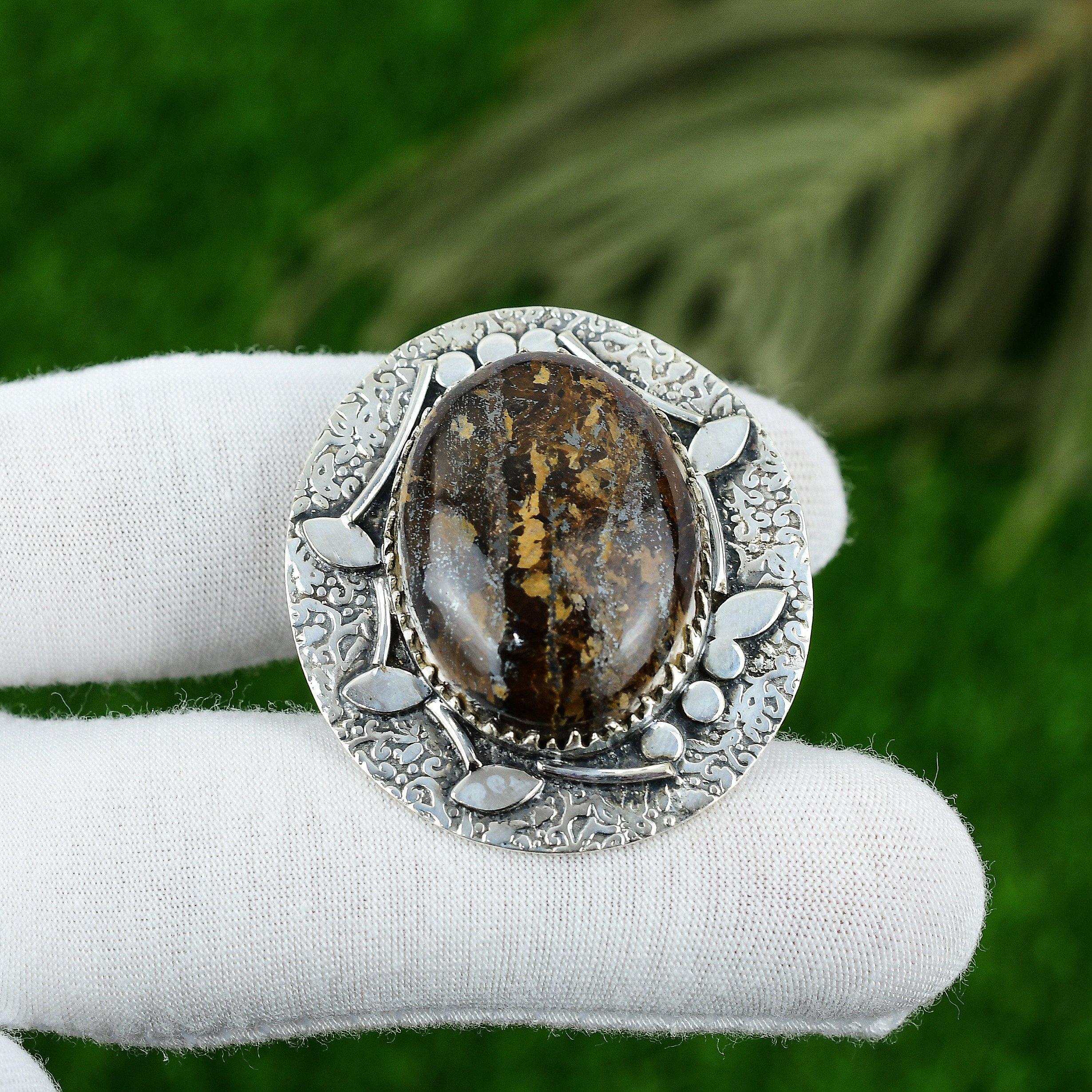 

Natural Bronzite Gemstone Pendant 925 Sterling Silver Indian Jewelry For Women