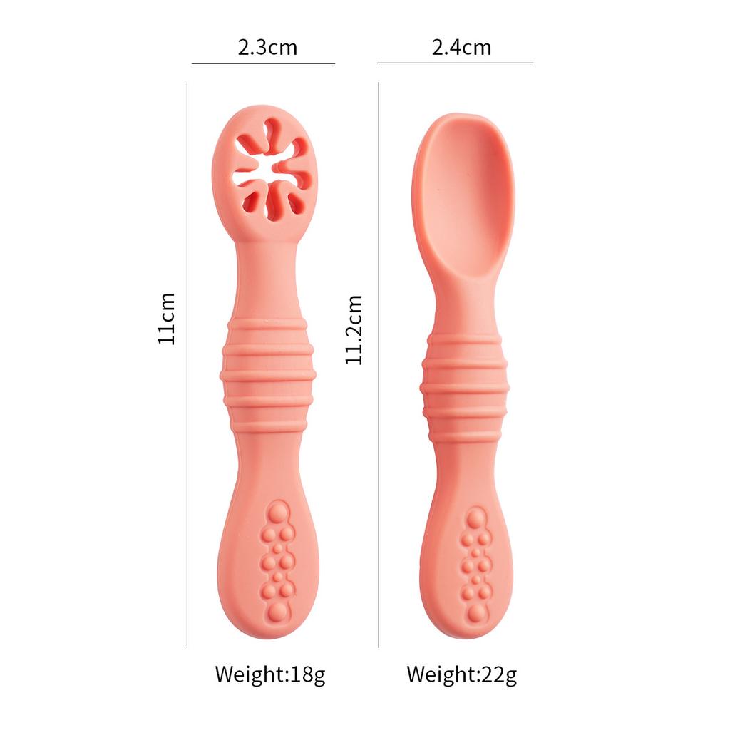 2PCS/Set Silicone Baby Spoons First Stage Utensils Baby Led Weaning Spoons Baby Chew Spoon Training Spoon Self Feeding Utensils