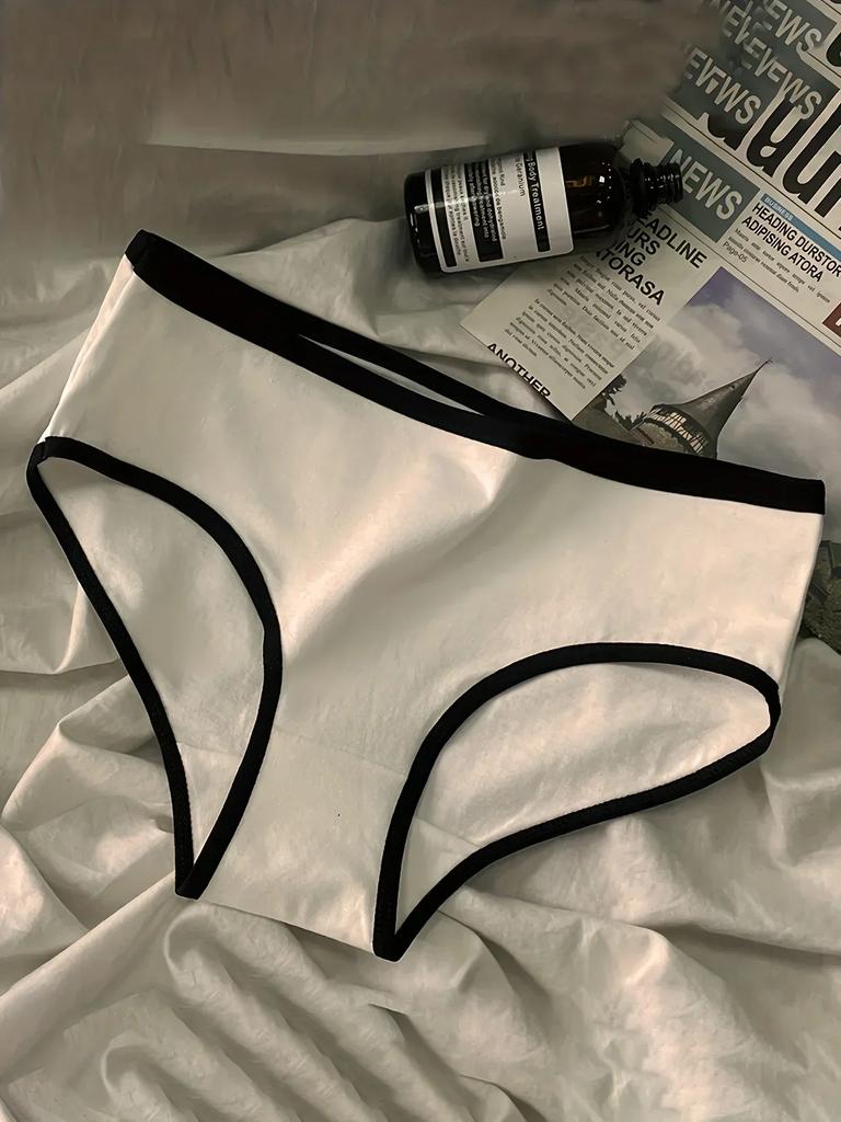 3pcs Breathable Patchwork Solid Color Panties Mid Waist Cotton Crotch Female Briefs Thin Simple Briefs for Women Girl
