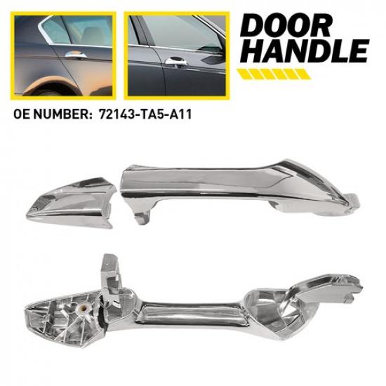 2PC Outside Door Handle Outer Front&Rear For Right 2008-2012 Honda Chrome Accord
