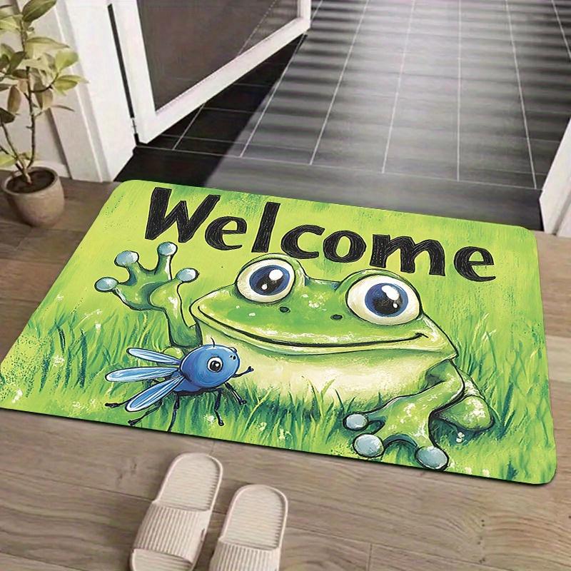 Cartoon Frog Non-Slip Indoor Door Mat, Soft Non-Slip Bathroom Mat, Indoor and Outdoor Entryway Rug, Home Decor