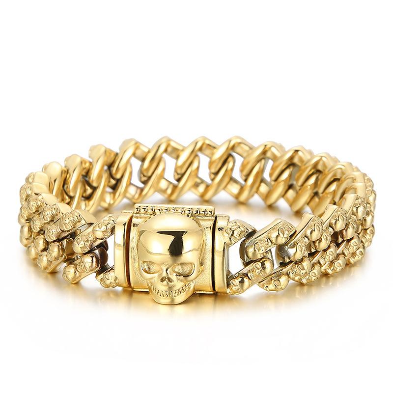 Potente Personalità Retro Europea e Americana Creativo Galvanizzato Multicolore Scheletro Acciaio Inossidabile Bracciale da Uomo
