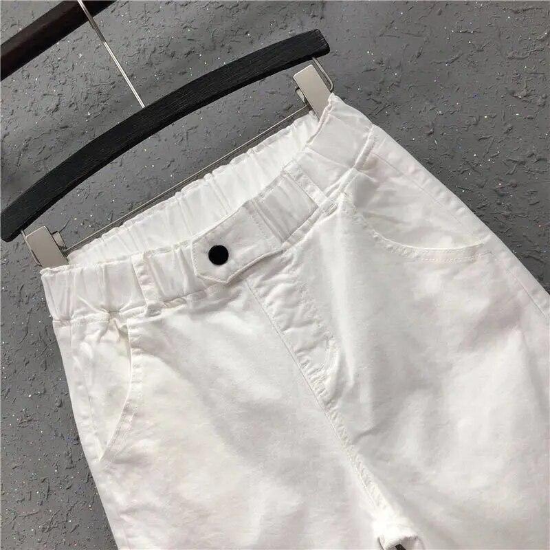 Jeans Harem hasta el Tobillo Casual Elástico Cintura Alta Pantalones Básicos