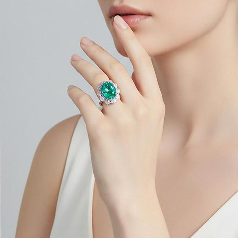 8 Carat Haute Couture Pala Green Comparable To Ice Flower Cut Zircon Open Ring Female, Dinner Party High Sense Ring 2026