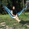 Outdoor Striped Hammock with Rope Bag, Portable Canvas Single Person Hammock, Tree Hanging Hammock for Camping Garden Patio Backyard Porch