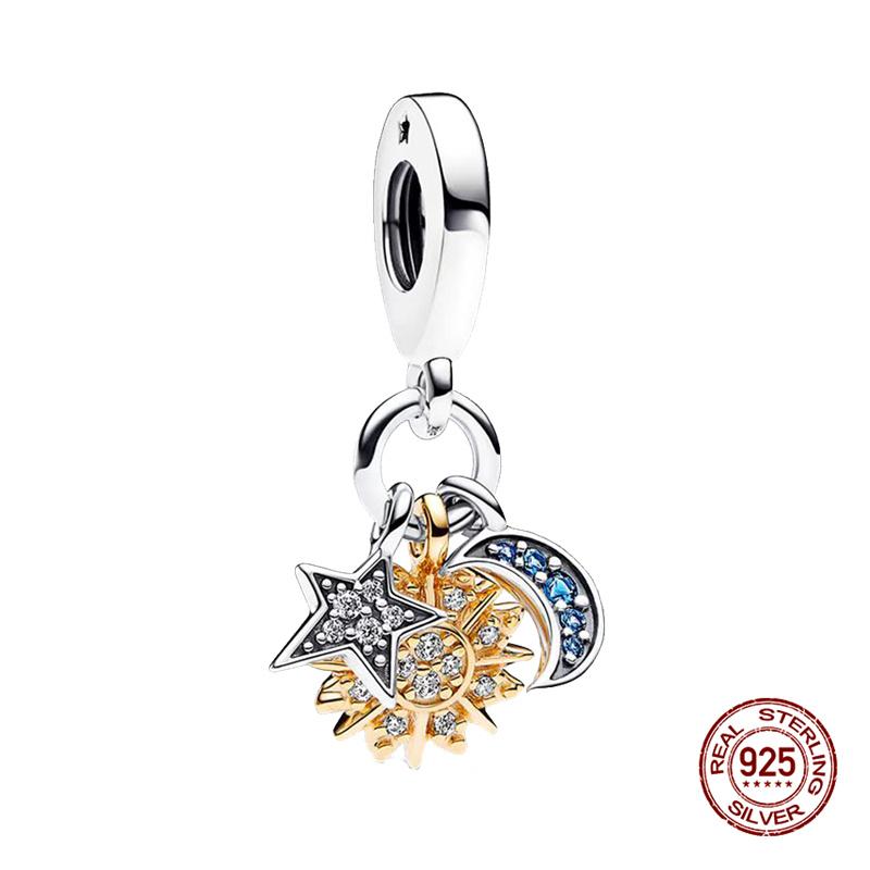 Charmscopper Splittable Sun & Moon Dangle Charms Beads Fits 3Mm Original Bracelet Necklace Womens Diy Fine Jewelry Gift