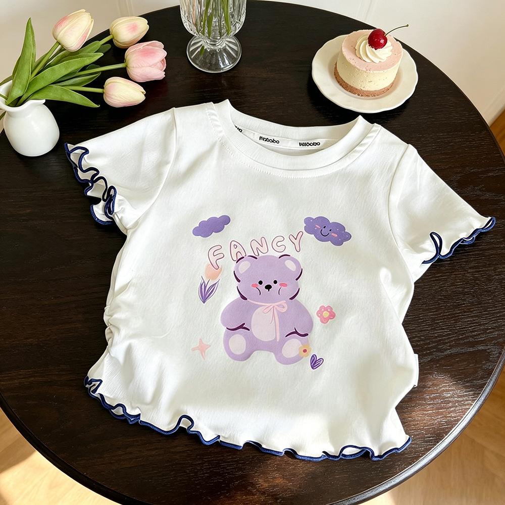 Cute Girls Short Sleeve T Shirt Summer Cotton Casual Top For Kids Baby Girl Clothing Fashionable Childrens Wear 90cm