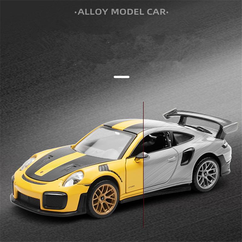 1/32 Porsche 911 GT2 RS Alloy Sports Car Model Diecasts Metal Racing Car Model Simulation Sound Light Collection Kids Toys Gifts