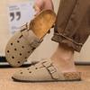 Baotou Slippers Summer New Fashion High-end Leather Surface Half Support Couple Beach Sandals Boken Cool Slippers