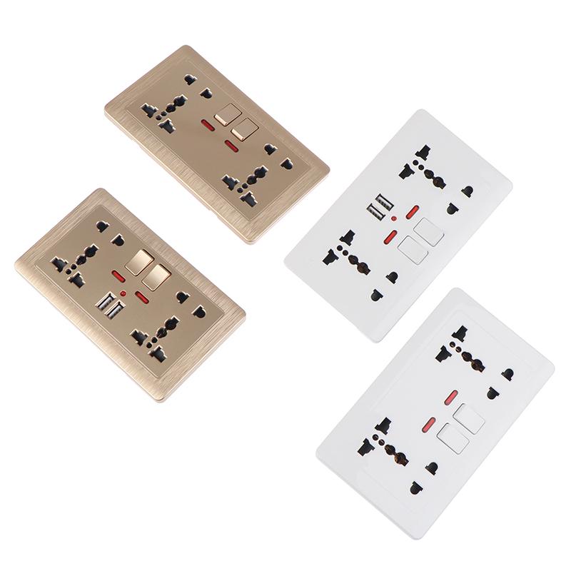 Veggstrømkontakt Universal 5 Hull 2.1A Dobbel USB-laderport Kontakt