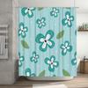 Stylish Blue Floral Shower Curtain with Leaf Design for Bathroom Decor Quick Dry Waterproof Fabric