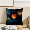 1Pc Retro Vinyl Record Themed Throw Pillow Cover Modern Design Zipper Pillowcase Square Cushion Case Home Decoration