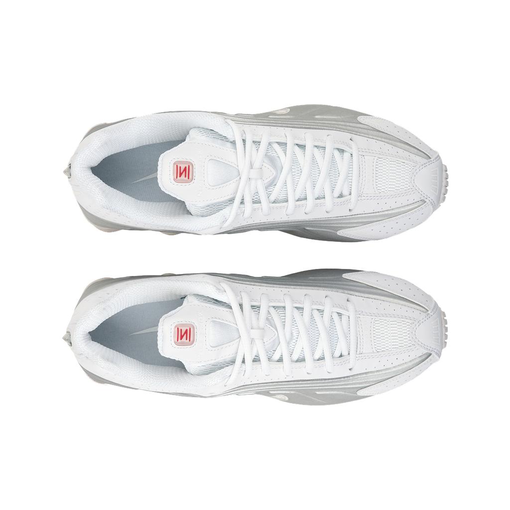 Nike Shox R4 Weiß Metallic-Silber 2024 Herren-Sneaker Leuchtendes Karmesinrot HQ1988-101