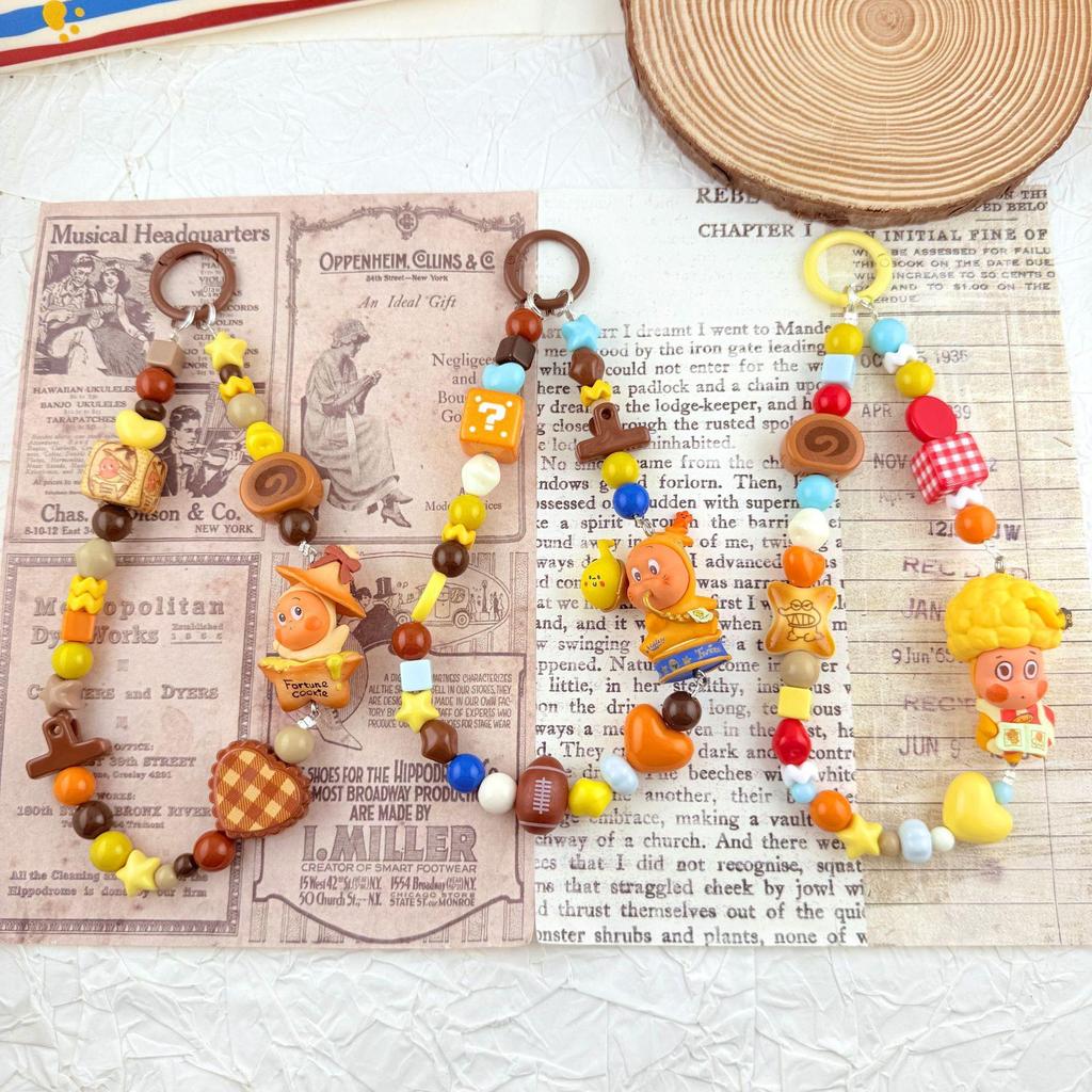 Star Pop Person Keychain & Phone Lanyard: Beaded Doll Charm & DIY Case Ornament