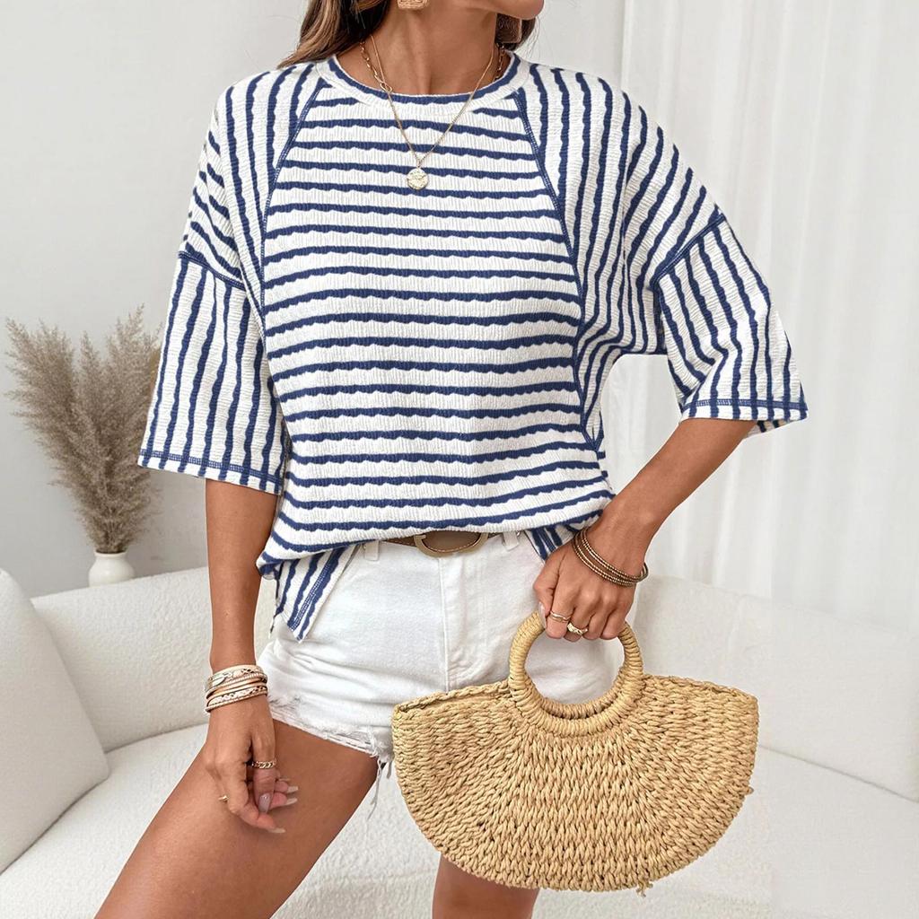 Women's Round Neck Pullover  Versatile,  Short-Sleeve T-Shirt