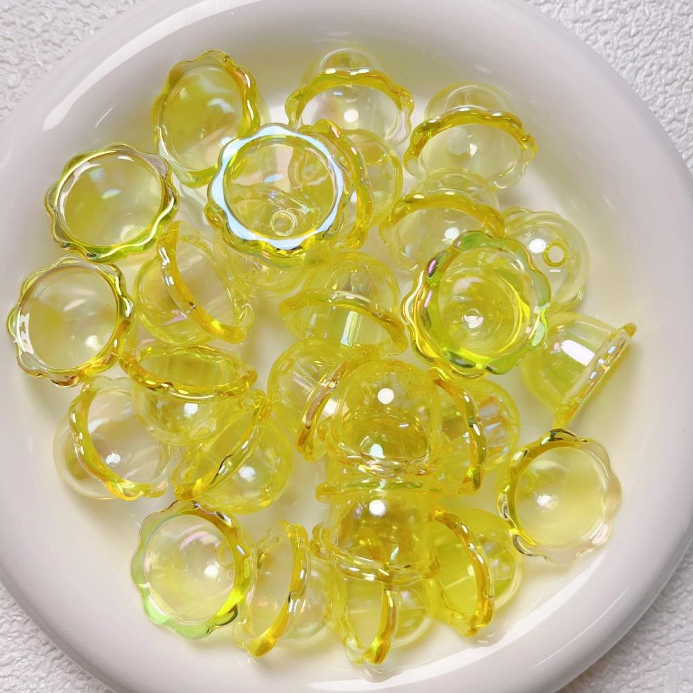 10pcs DIY Flower Bead Caps Transparent Keychain Pendant New Petal Charms Beads  Earring Jewelry