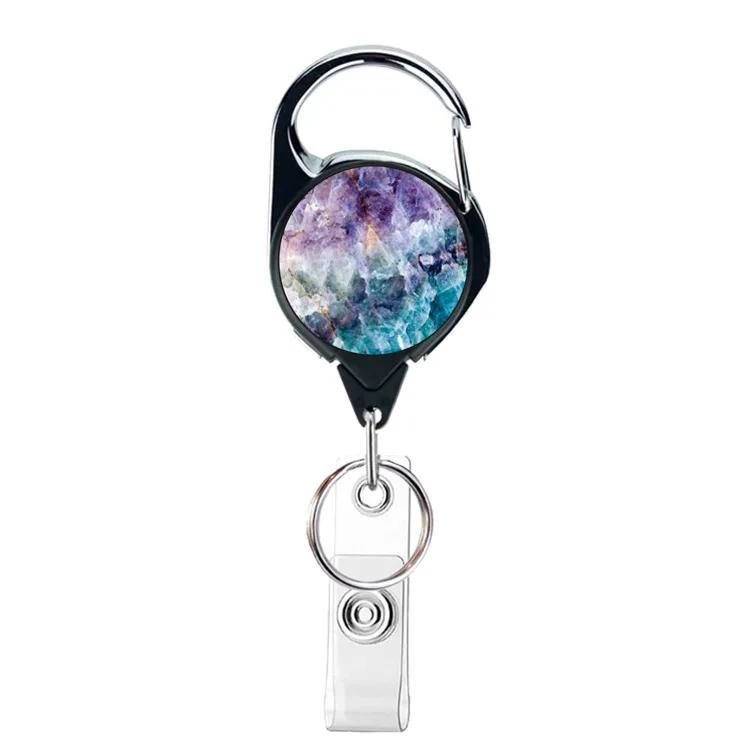 1Pc Retractable Badge Holder Metal Anti-Lost Clip Keychain ID Cards Door Passes Ski Passes Badge Holder Women Men Badge Buckle