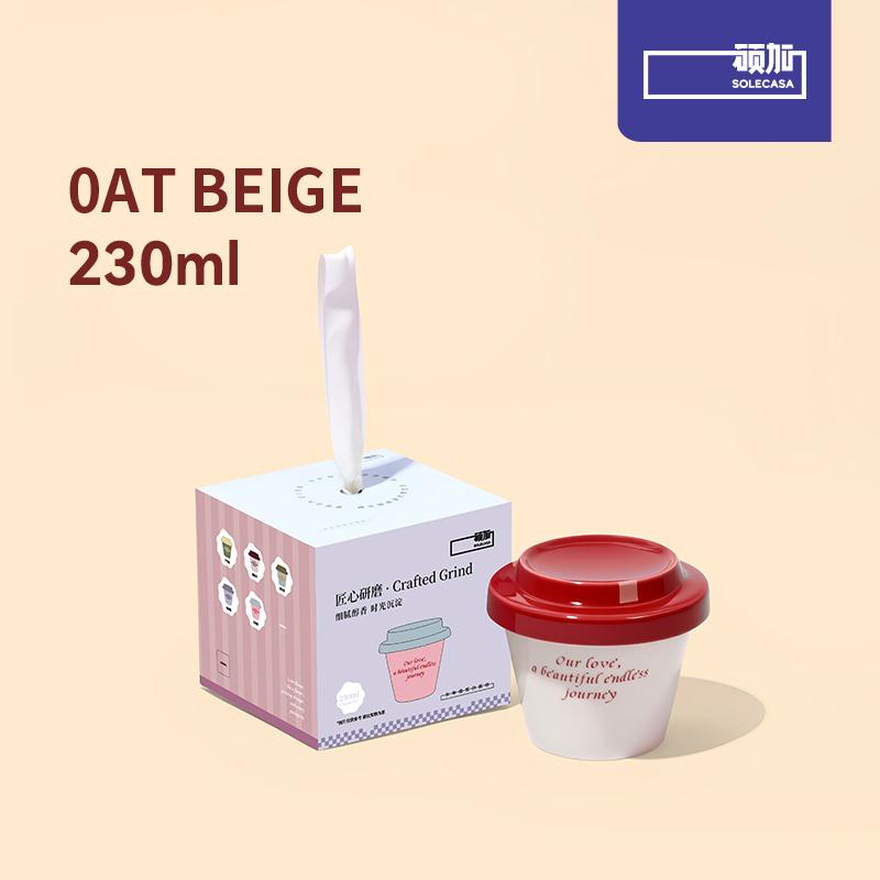 SOLECASA Ceramic Coffee Mug 230/370ml Contrast Color Letters Cup with Lid Hand Hold Tall Mug Coffee Cups Breakfast Juice Mugs 230-370ml