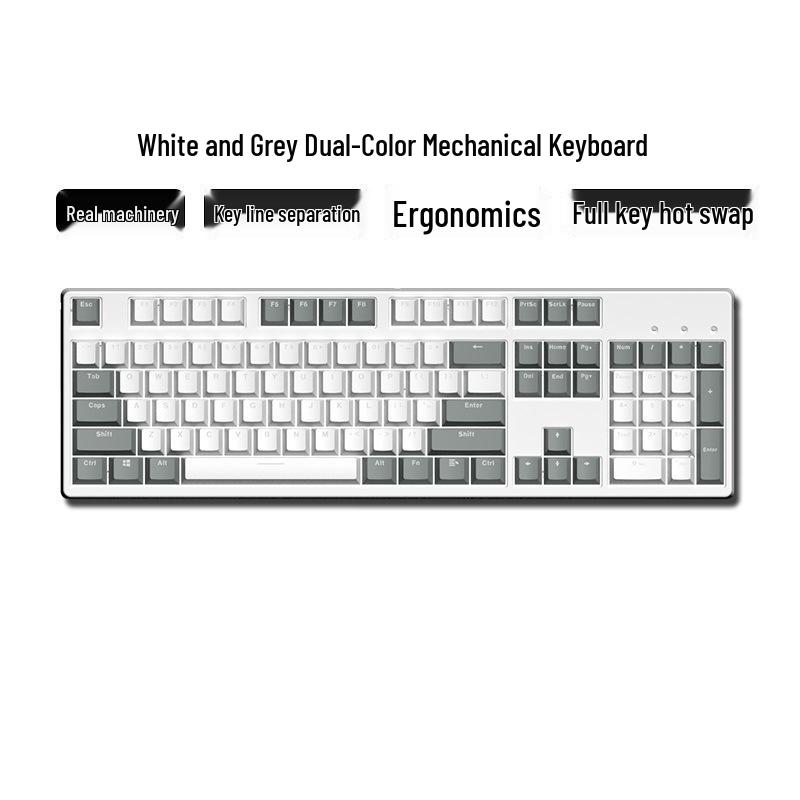 Hot-Swappable 104-Key Mechanical Gaming Keyboard for Girls, Wired, Blue/Black/Brown/Red Switches, Dual-Color Design
