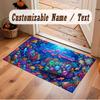 Octopus Sea Life Theme Crystal Velvet Floor Rug Personalized Custom Name Text Warm Carpet Home Decoration
