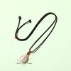 Elegant Natural White Agate Pendant Necklace with Wire Wrap, Fine Cord, Hanfu Inspired, New Chinese Style
