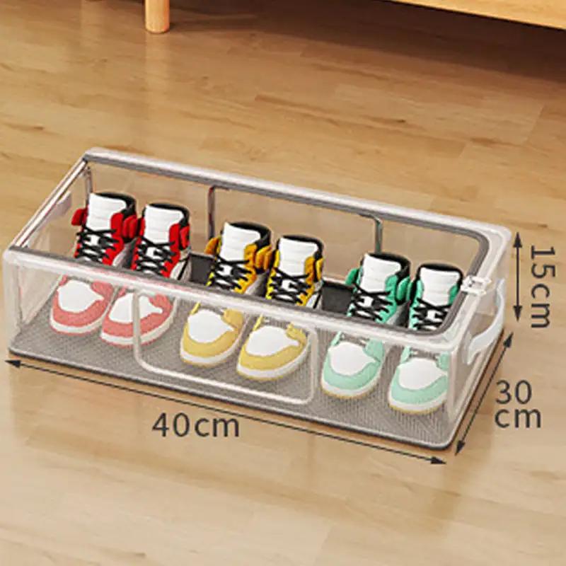 PVC Shoe Storage Box Waterproof Foldable Shoe Rack Dustproof Dormitory Bed Bottom PVC Transparent thickenedSneaker Container