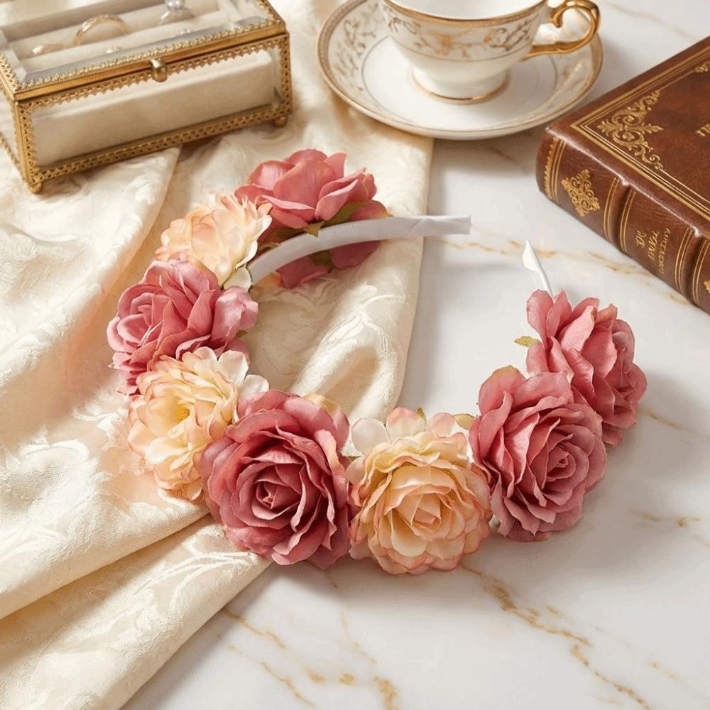 Vintage Floral Headband Romantic Bohemian Hair Accessories Colorful Artificial Flower Crown  Party