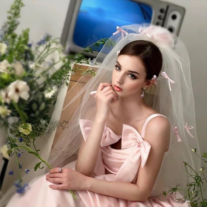 1 Stück Romantischer Verlobungs-Feenhafter Wald-Stil Braut Tüllschleier Braut Handgefertigter Blumenschmuck