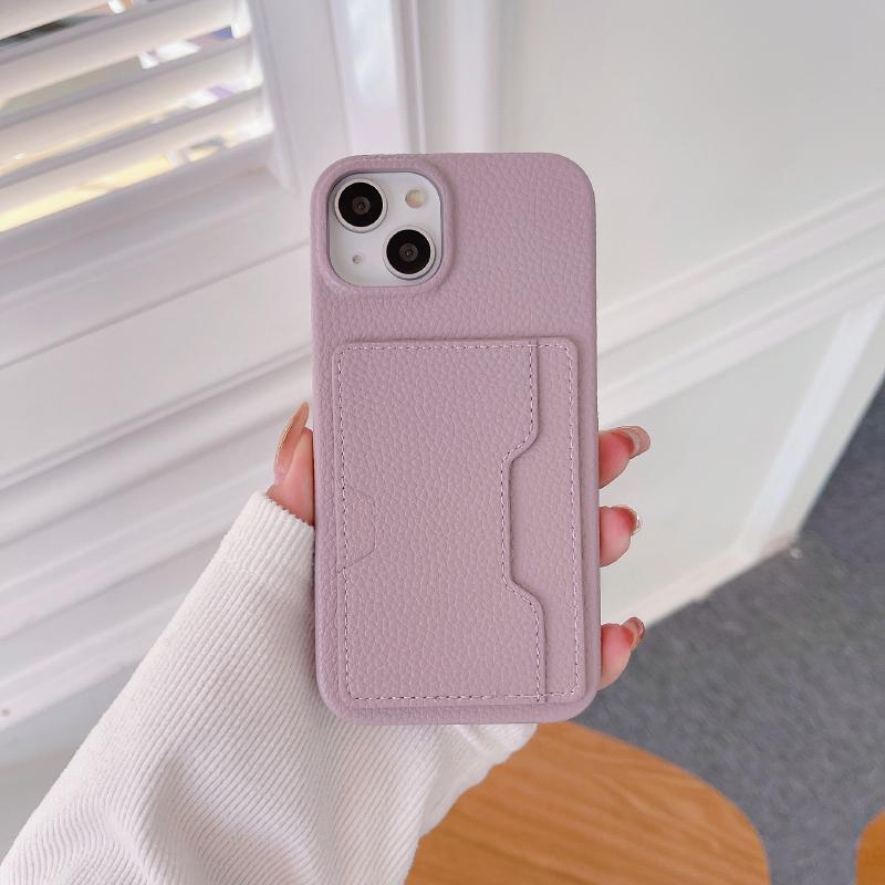 Luxury Solid Color Left Right Wallet Card Slot Hard PC Phone Case For iPhone 16 Pro Max E 14 11 12 13 15 Pro Max Mini Back Cover
