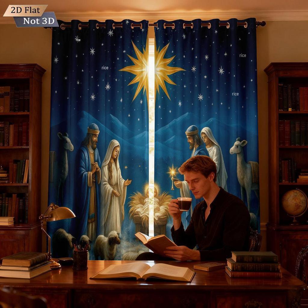 Christmas & Thanksgiving Thickened Digital Print Blackout Curtains - Customizable Image