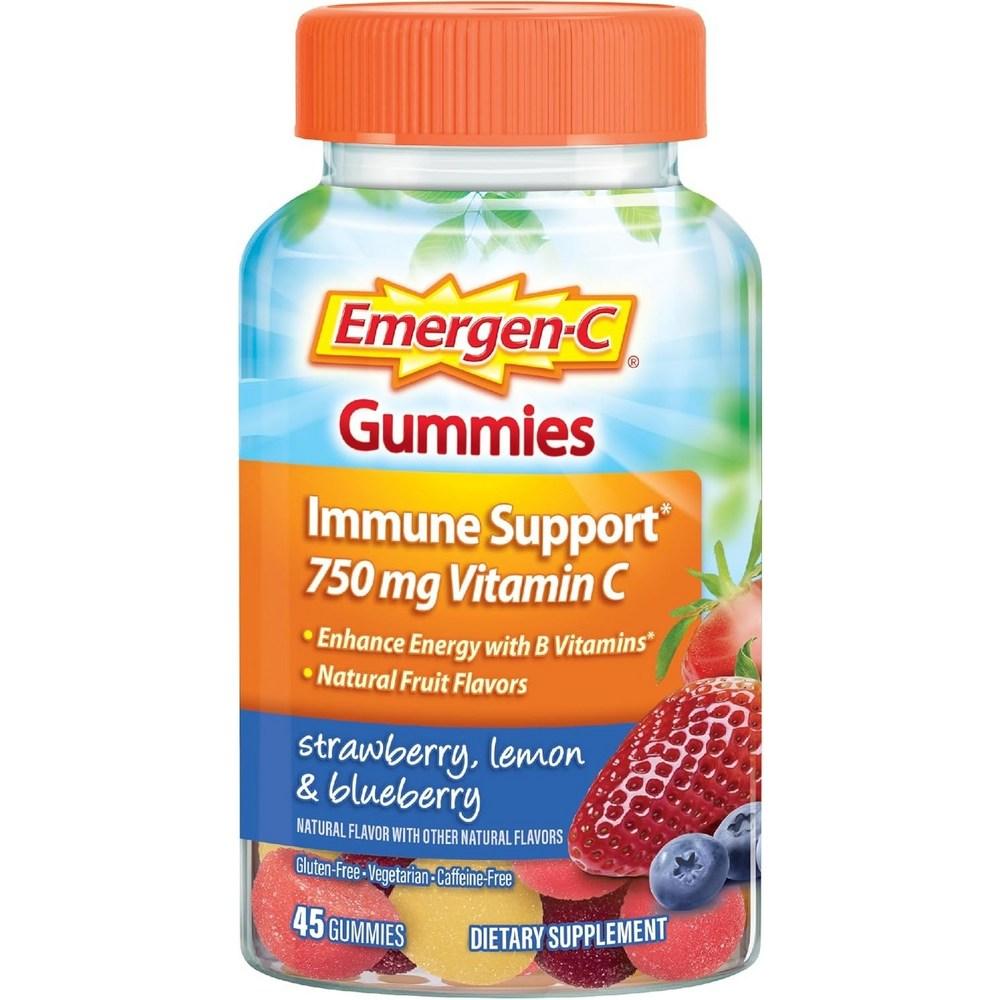 Emergence C 750mg Vitamin C Gummies Supplement for Office Workers 45 Tablets Strawberry Lemon Blueberry Flavor 1 pcs