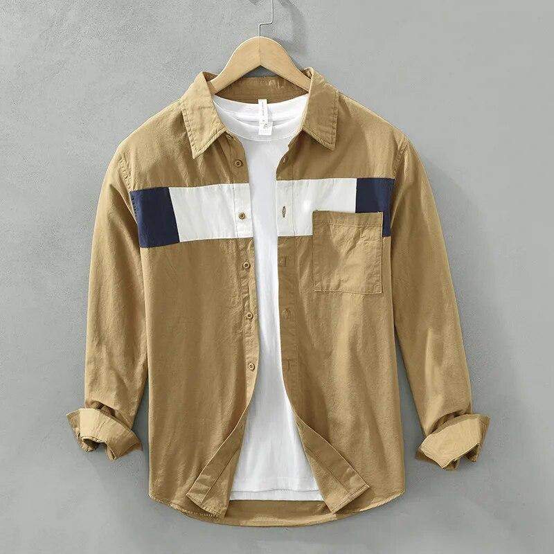 

Новые модные рубашки с длинным рукавом для мужчин, повседневная белая рубашка в уличном стиле, мужская рубашка из чистого хлопка с вышивкой, дизайнерская рубашка для молодежи XXXL хаки