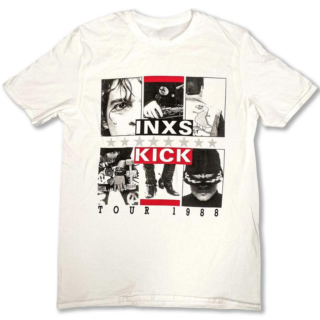 Men's and Women's T-shirts INXS Band KICK Tour 1988 Cotton White All Size