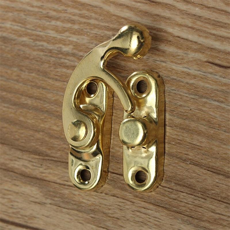 5Pcs Antique Metal Catch Curved Buckle Horn Lock Clasp Hook Jewelry Box Padlock