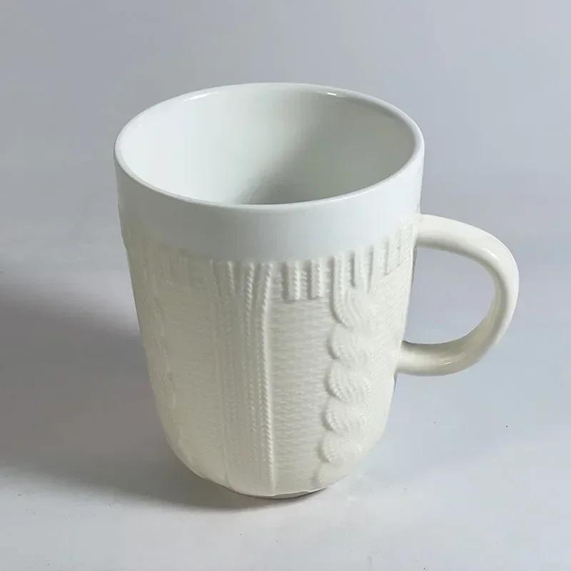 Multi Colored Ceramic Mugs Wool Knit Style Ceramic Coffee Mug Fun Milk Tea Cup with Handle Office Drinkware Cup Christmas Gifts