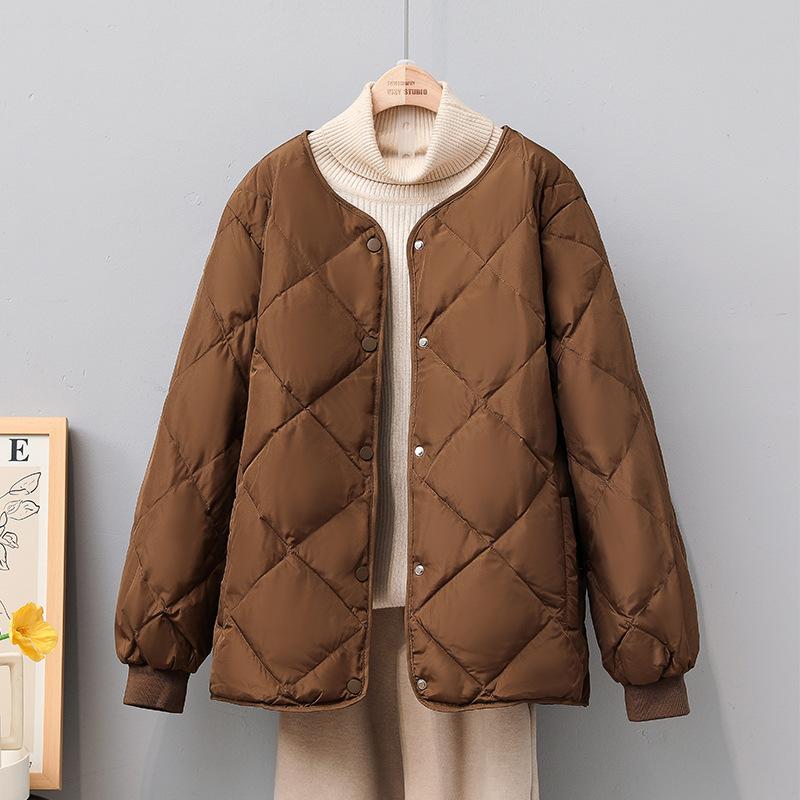 Diamond-shaped Bread Cotton-padded Jacket Autumn and Winter Simple Solid Color Western Style Warm Cotton-padded Jacket Women's Clothing