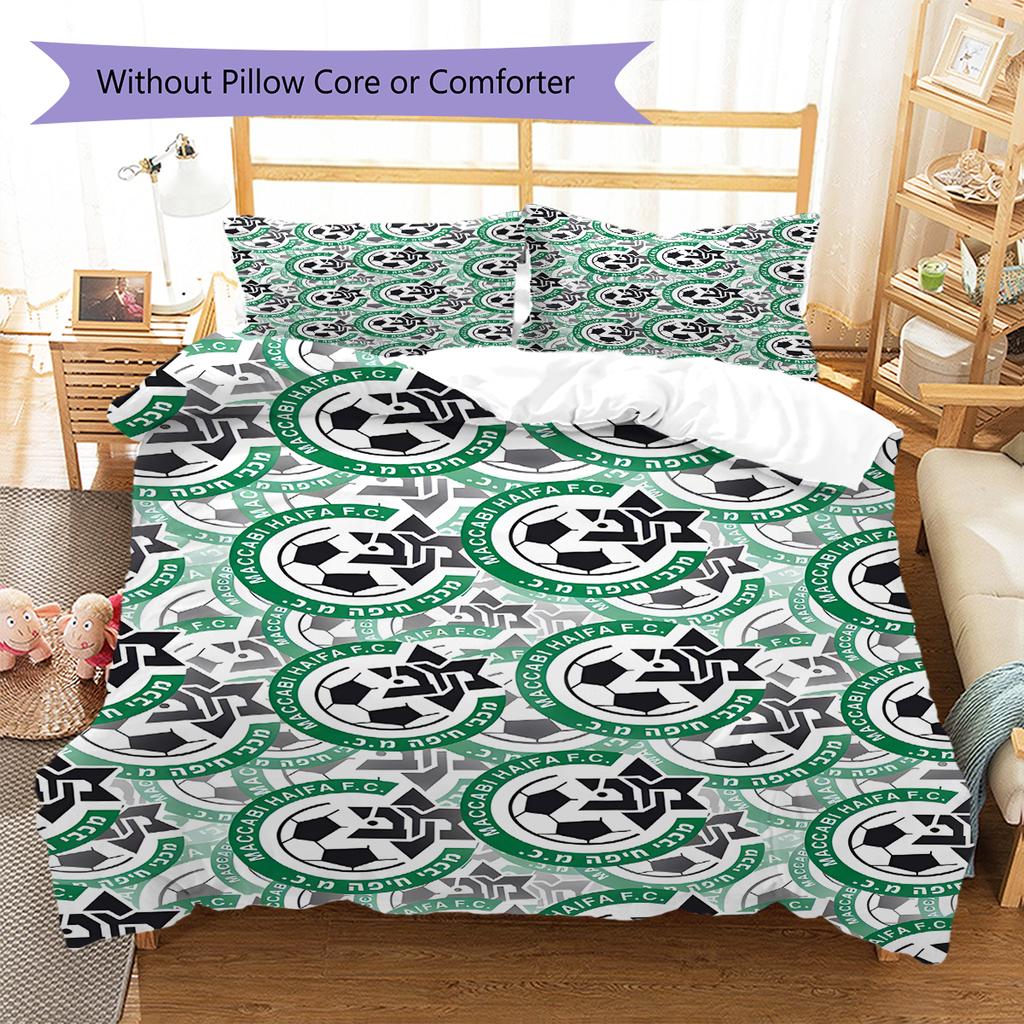 Maccabi-Haifa Pattern Bedding Quilt Set Quilt Cover Pillowcase Home Decoration Gift (1 * duvet cover + 2 * pillowcase, without core)