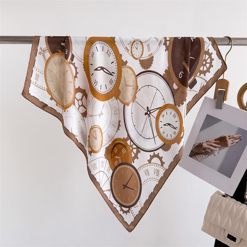 Elegant Spring Floral Silk-Blend Square Scarf - Headscarf & Neck Protection Neckerchief for Women