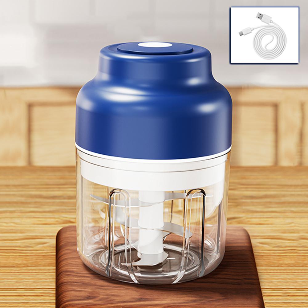 Electric Garlic Masher Onion Chili Chopper USB Rechargeable Vegetable Meat Chopper Portable Kitchen Garlic Chopper Food Mixers синий