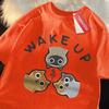 Wake Up 3 Onlookers Of Cats Japanese Style Menswear Cotton Tee Clothes T-Shirts Oversized Quality Shirts Fashion Crewneck Tshirt
