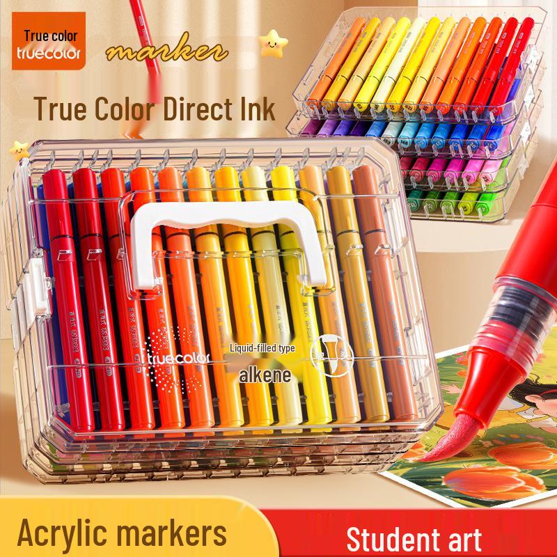 True Color Stackable Soft Tip Liquid Acrylic Marker for Student Art & Drawing