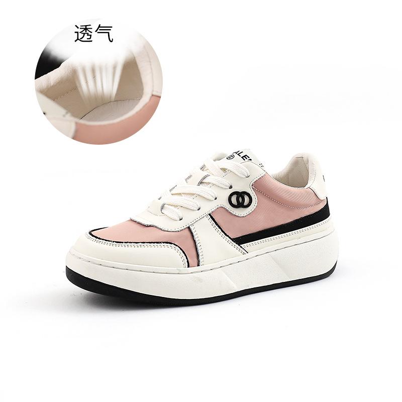 

Кожаные белые туфли женские 2025 весна новые повседневные туфли-лодочки женские на плоской подошве женские универсальные спортивная мода женская обувь 35 розовый