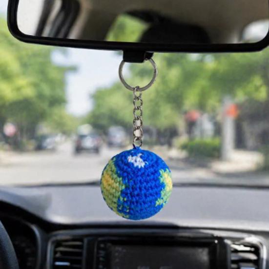 Thickened Metal Ring Crochet Ball Charm Pendant Necklace Plush 1 Pc