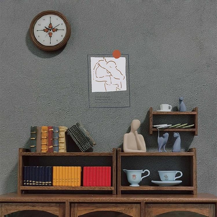 Wood Bookshelf 1:12 Realistic Model Cabinet Decorative Pretend Play Toy