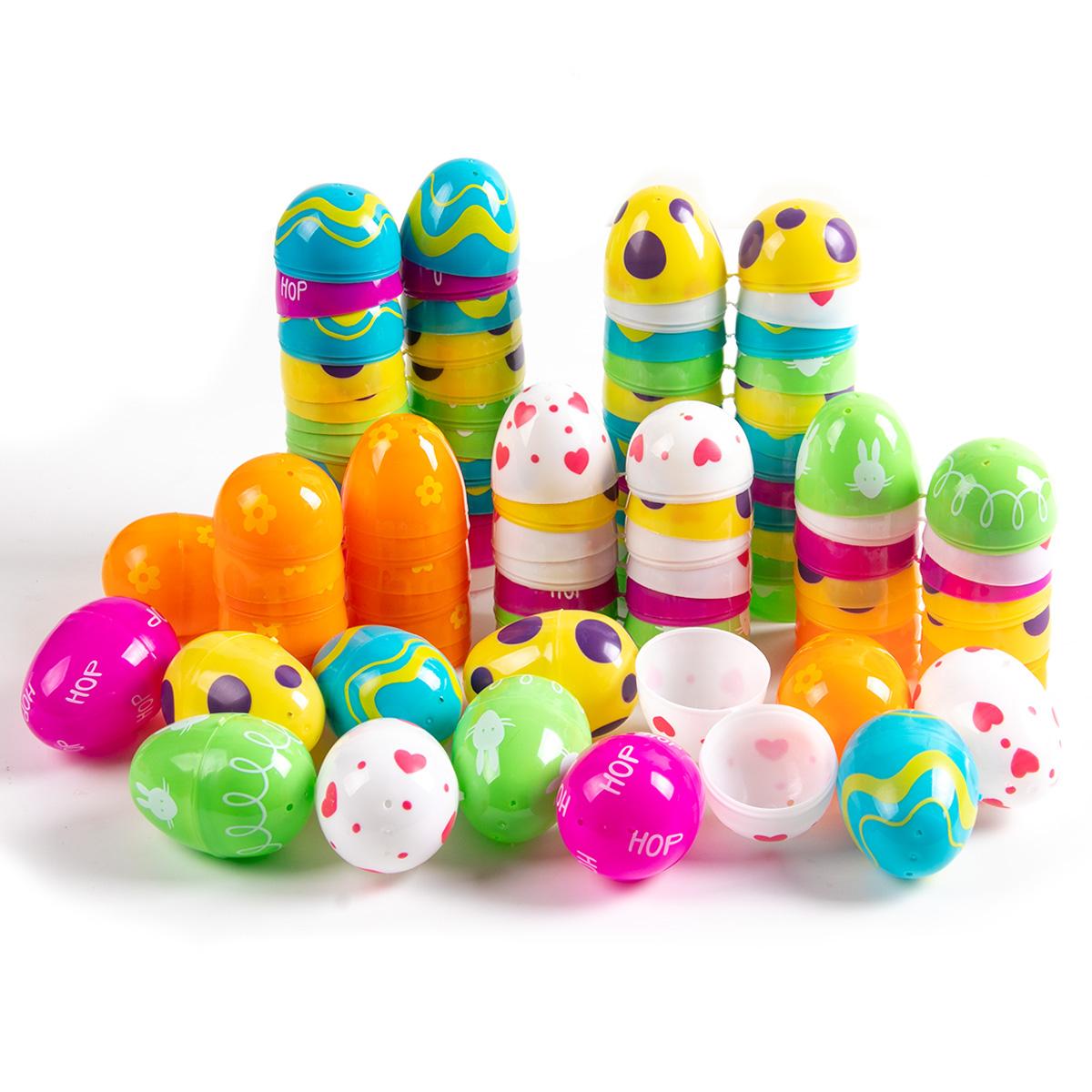 

12/24pcs Easter Fillable Opening Egg Plastic Easter Eggs Decoration For Home Kids Happy Easter Favor Candy Gift Packaging boxes 12pcs