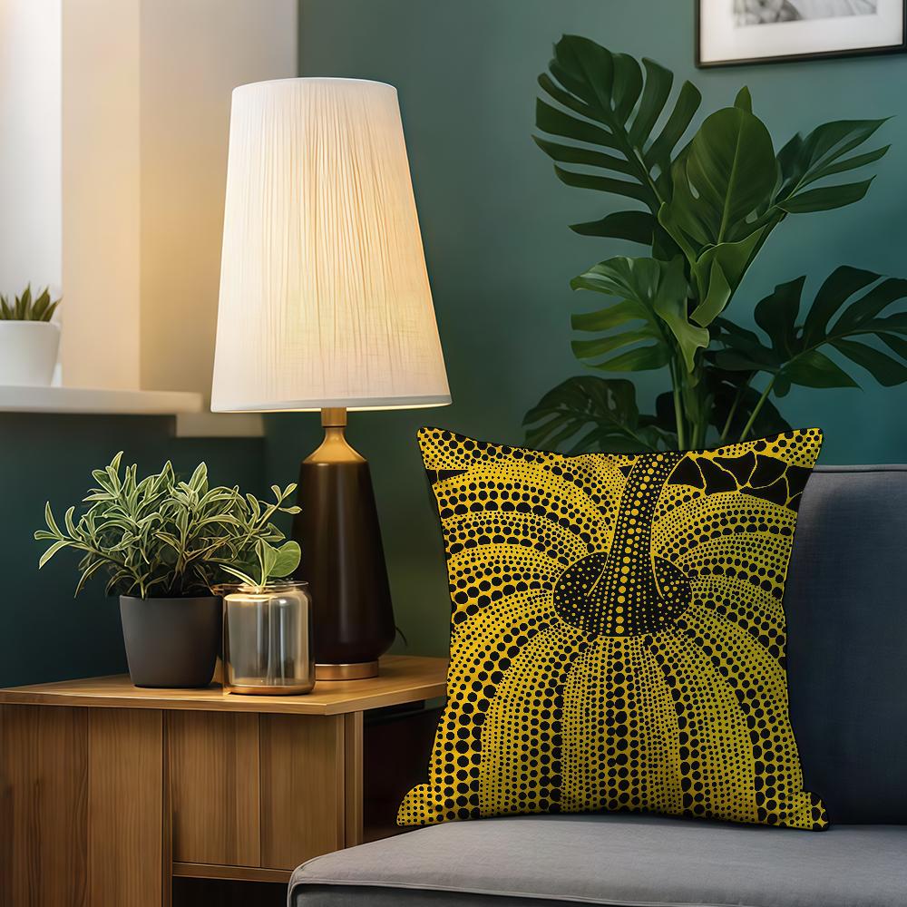 Art K-Kusama Y-Yayoi Pumpkin Cushion Cover For Sofa Car Office Cafe Soft And Comfortable Double-Sided Printing Pillow Cover