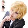 CaseEden Cosplay Wig, Short, 30cm, Heat-Resistant, Light Gold Blonde, Golden, Set of 2 Wig Nets
