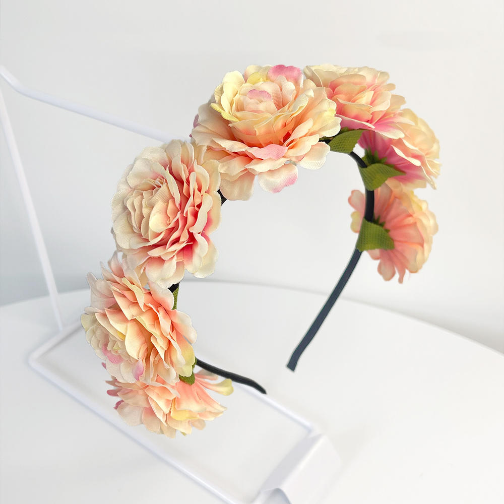 Imitation Rose Flower Headband Retro Fake Flower Decor Crown Headband Women Headpiece Hair Hoop Party Decor