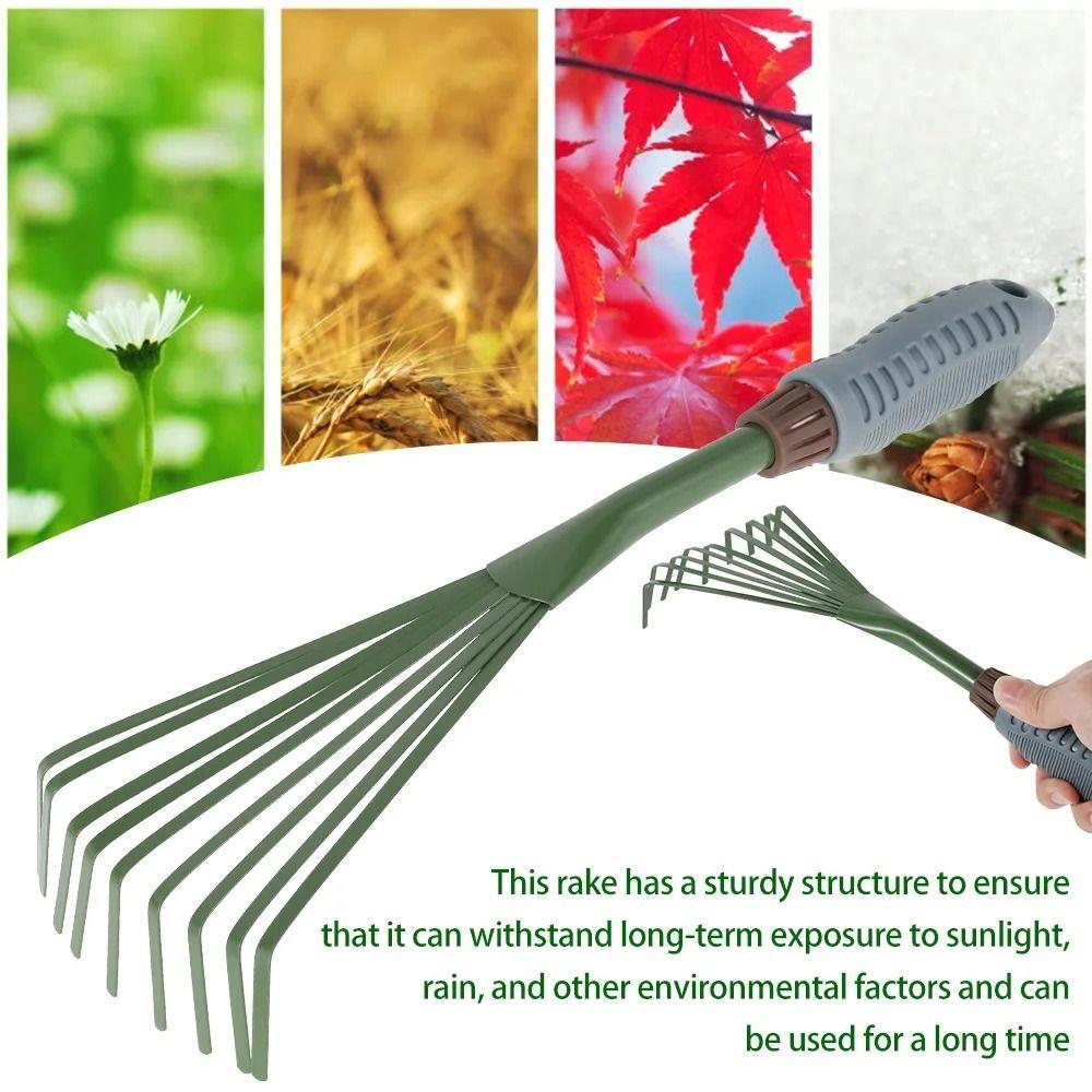 Iron 9Teeth Garden Rake 15.5 Inch Leaf Broom Cleaning Rake Hand Rake  Yard